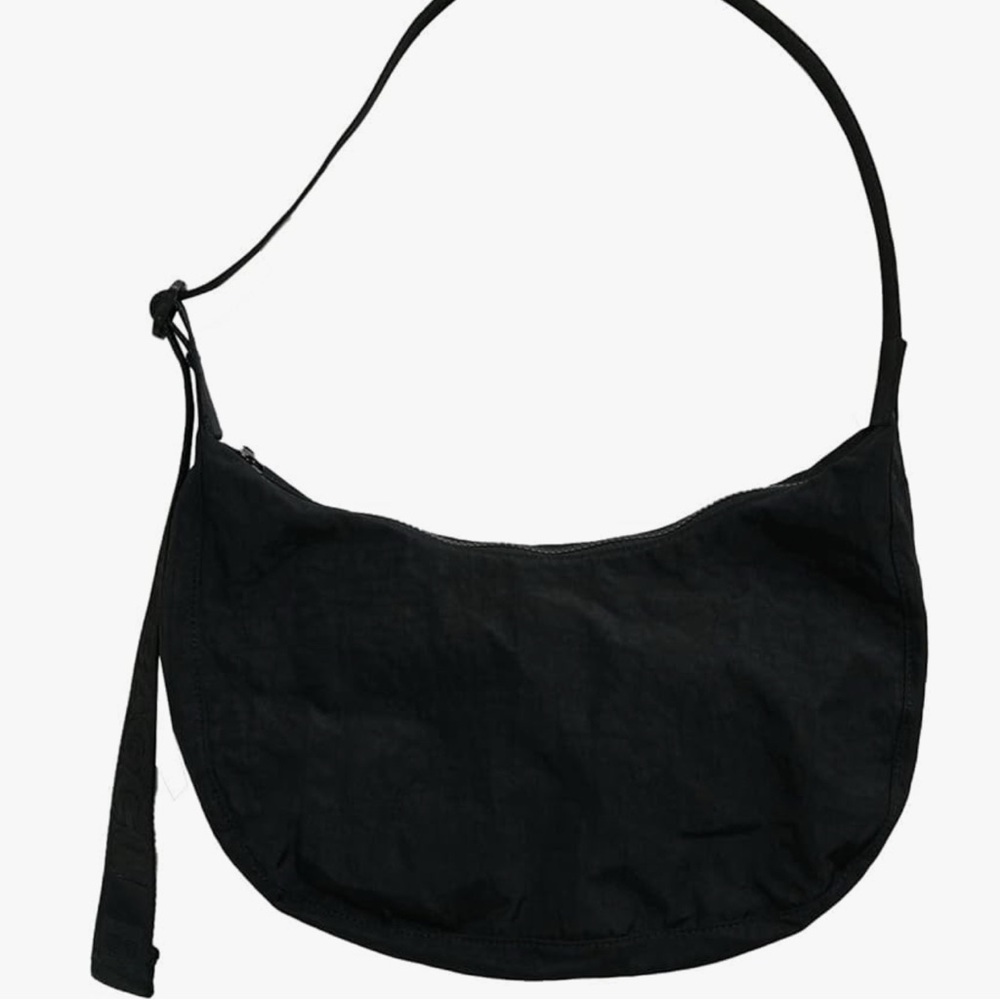Medium black nylon crescent bag